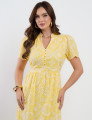 Vestido Midi Lasie Algodão com Botões  Amarelo