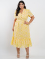 Vestido Midi Lasie Algodão com Botões  Amarelo