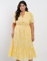 Vestido Midi Lasie Algodão com Botões  Amarelo