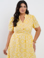 Vestido Midi Lasie Algodão com Botões  Amarelo