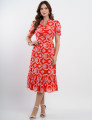 Vestido Midi Lasie Algodão com Botões Vermelho