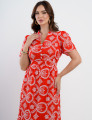 Vestido Midi Lasie Algodão com Botões Vermelho