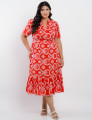 Vestido Midi Lasie Algodão com Botões Vermelho