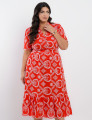 Vestido Midi Lasie Algodão com Botões Vermelho
