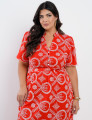 Vestido Midi Lasie Algodão com Botões Vermelho