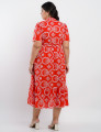 Vestido Midi Lasie Algodão com Botões Vermelho
