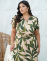Vestido Midi Crepe Viscose Encorpado Estampado Verde