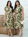 Vestido Midi Crepe Viscose Encorpado Estampado Verde