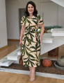 Vestido Midi Crepe Viscose Encorpado Estampado Verde