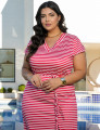 Vestido Midi Malha Pique Listrado Vermelho
