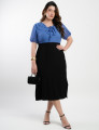 Vestido Midi Tubilnho Chiffon Com Alfaiataria Azul
