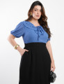 Vestido Midi Tubilnho Chiffon Com Alfaiataria Azul