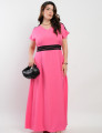 Vestido Longo Crepe Twil Detalhe Preto Pala Rosa