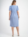 Vestido Midi Crepe Listrado Saia Dupla Azul 