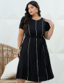 Vestido Midi Alfaiataria Com Vivo Preto