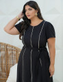 Vestido Midi Alfaiataria Com Vivo Preto