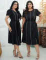 Vestido Midi Alfaiataria Com Vivo Preto