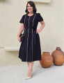 Vestido Midi Alfaiataria Com Vivo Preto