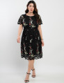 Vestido Curto De Renda Barrado Com Borbado Preto