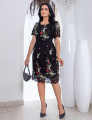 Vestido Curto De Renda Barrado Com Borbado Preto