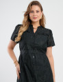 Vestido Midi Lasie Algodão Com Gola Preto