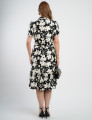 Vestido Midi Crepe Encorpado Estampado Preto