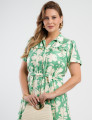 Vestido Midi Crepe Encorpado Estampado Verde 