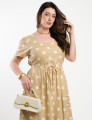 Vestido Midi Viscolinho Poá Marrom 