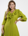 Vestido Longo Poliviscose Com Babado Verde