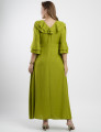 Vestido Longo Poliviscose Com Babado Verde