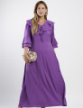 Vestido Longo Poliviscose Com Babado Roxo