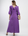 Vestido Longo Poliviscose Com Babado Roxo