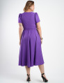Vestido Midi Twill Liso Saia Rodada Roxo