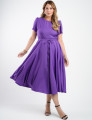 Vestido Midi Twill Liso Saia Rodada Roxo