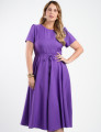 Vestido Midi Twill Liso Saia Rodada Roxo