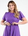 Vestido Midi Twill Liso Saia Rodada Roxo
