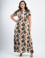 Vestido Longo Chiffon Estampado Com Babadinho Preto