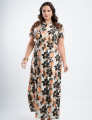 Vestido Longo Chiffon Estampado Com Babadinho Preto