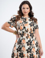 Vestido Longo Chiffon Estampado Com Babadinho Preto