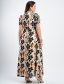 Vestido Longo Chiffon Estampado Com Babadinho Preto