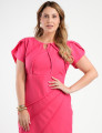 Vestido Midi Viscose Algodão Com Detalhe Vivo Vermelho