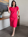 Vestido Midi Viscose Algodão Com Detalhe Vivo Vermelho