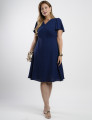 Vestido Curto Crepe Blusa Transpassada Marinho