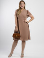 Vestido Curto Crepe Blusa Transpassada Marrom
