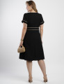 Vestido Midi Poliviscose Encorpado Com Vivo Preto