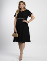 Vestido Midi Poliviscose Encorpado Com Vivo Preto