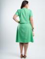 Vestido Midi Linho Com Pesponto Gola Verde