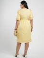 Vestido Midi Crepe Twill Tubinho Com Amarração Amarelo