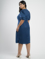 Vestido Midi Crepe Twill Tubinho Com Amarração Marinho