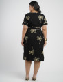 Vestido Midi Crepe Encorpado Bordado Preto